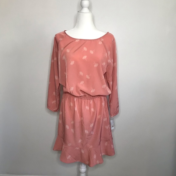 NEW Joie Arryn B Feather Print Dress Pink Kiss M - Picture 2 of 10